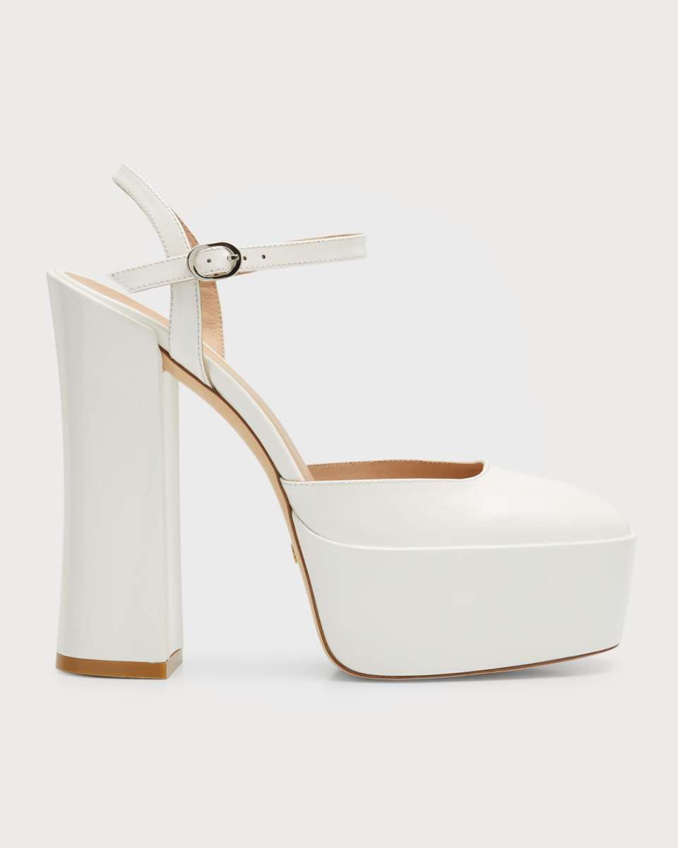 Skyhigh Calfskin Ankle-Strap Platform Pumps